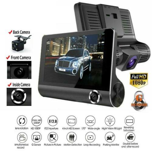 4'' HD 1080P 3 Lens Car DVR Dash Cam Vehicle Video Recorder Rearview Camera 170° - Photo 1 sur 11