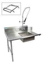 BK Resources 60" Soiled Dishtable Left w/ Pre-Rinse Faucet & Rack Guide
