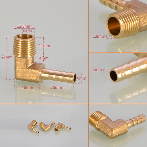 Male / Female Thread 'L' Shape Hose Connector Swivel Sub Copper Tap Joint 9~25mm - Picture 8 of 37