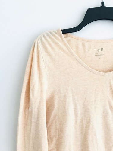 J Jill Satin Stitch Tee Womens Size M Long Sleeves Orange Pullover Scoop Neck - Picture 3 of 8