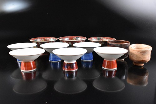 F8109: Japanese Kutani & Kiyomizu-ware TEA CUP Senchawan SAKE CUP Bundle sale