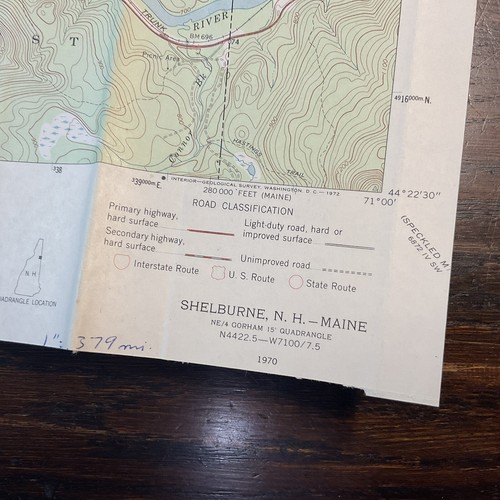 18”X26” SHELBURNE NEW HAMPSHIRE Vintage USGS Topographic Topo Map 1970 - Picture 2 of 2