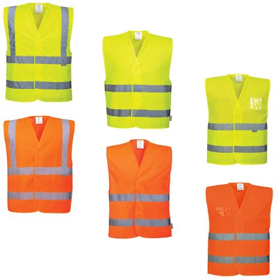 PORTWEST WARNWESTE Weste Warnschutzweste EN ISO 20471 KLASSE 2 gelb orange S bis 7XL
