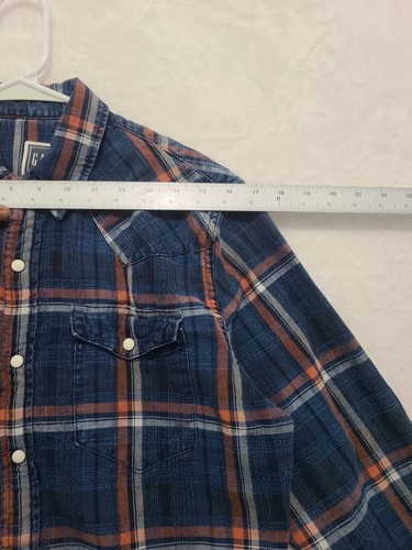 Camisa de mezclilla Gap para hombre ajustada perla botón a presión a cuadros Western Redeo talla S - Imagen 10 de 10