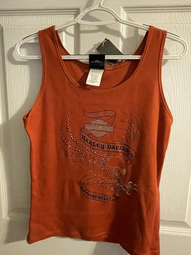 CAMISETA SIN MANGAS HARLEY DAVIDSON con cuentas pedrería damas•camisetas-mediana-roja (1) - Imagen 2 de 4