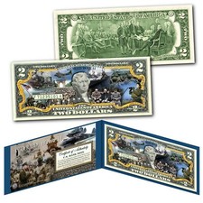 WORLD WAR II WWII Genuine Legal Tender $2 Bill with Certificate and Display