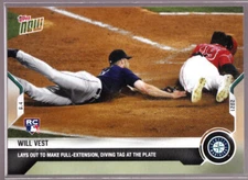Will Vest Mariners Rookie Diving Tag of Jaun Lagares 6.4 2021 TOPPS NOW #312 RC