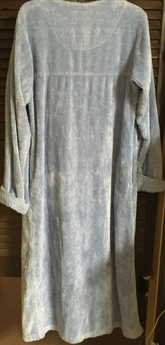 Vintage Stan Herman Dusty BLUE Chenille Half Zip Full Length Robe Pockets Size M - Picture 7 of 9