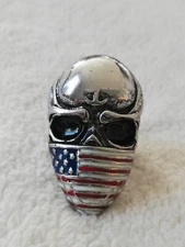 American Flag Skull Stainless Steel Size 8 Biker Gothic Ring New