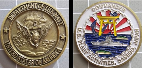 Challenge Coin SASEBO Japan Commander Fleet Activities Dept of the Navy