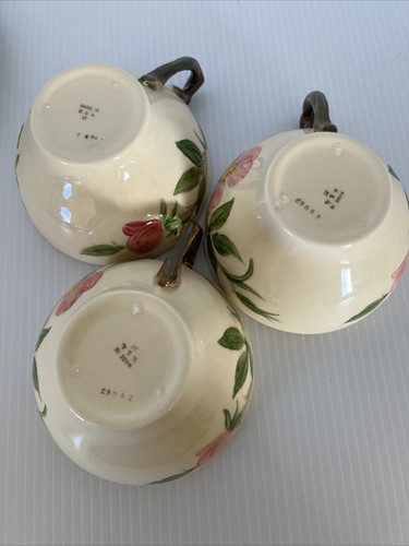VTG Franciscan Desert Rose Set Of 3 Tea Cups & Saucers Brown Mark Made In USA - Picture 10 of 11