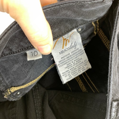 Miracle Body Tapered Denim Jeans Women's 10 Black Rinse Wash 5-Pocket Mid Rise - Picture 7 of 10