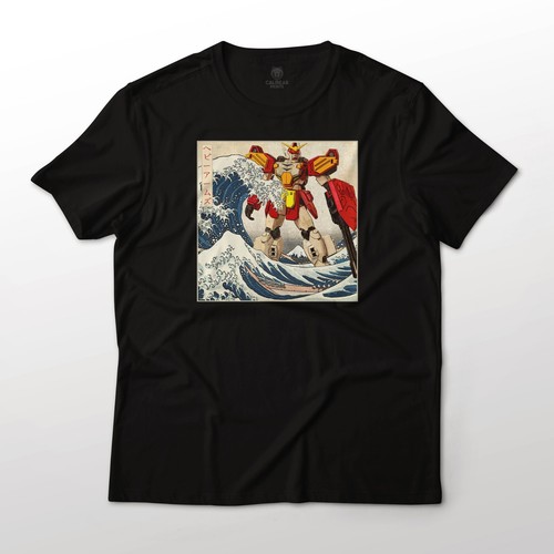 XXXG-01H Gundam Heavyarms in the Great Wave Off Kanagawa Anime Graphic Tee - Picture 1 of 9
