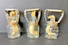 Three Vintage Scholler Bros Thread Oiler Textile Philadelphia PA Glass Jars