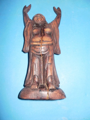 Original hand carved wooden statue of Budai /Pu-Tai or Hotei/ from the 19th c. - Picture 20 of 20