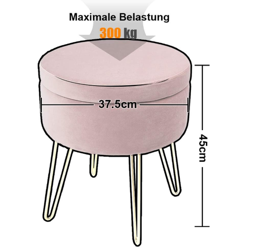 Hocker samt ,Runder Sitzhocker Schminktisch Hocker Ottoman Gepolsterter Hocker - Bild 13 von 43