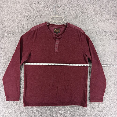 Lucky Brand Shirt Mens Large Red Long Sleeve Henley Shirt - Picture 5 of 9
