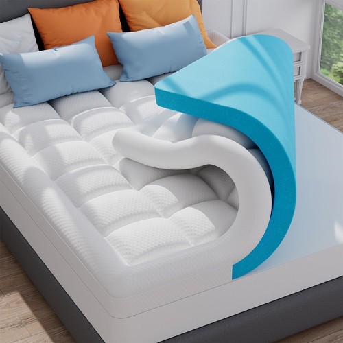 Dual Layer 3-Inch Memory Foam Mattress Topper for Pain Relief - Full Size - Picture 3 of 9