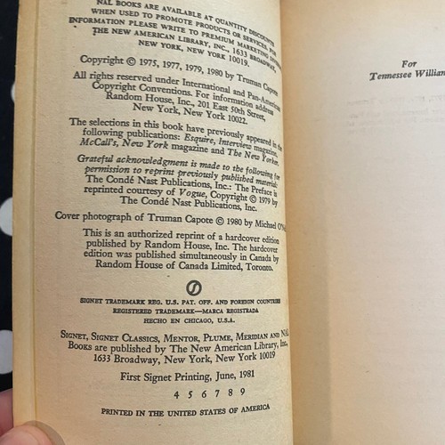 Music for Chameleons by Truman Capote 1981 Signet Paperback Edition - Picture 5 of 8