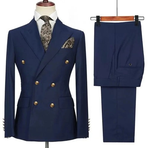 2 Piece Set 2025 Fashion Men Leisure Business Slim Woolen Suit Blazers & Pants - Picture 29 of 37