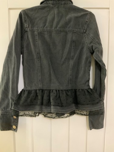 River Island Washed Black Peplum Denim Jacket ,Size 6, NWOT - Picture 3 of 4
