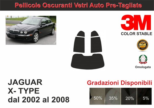 pellicola oscurante vetri pre-tagliata Jaguar x type dal 2002-08 kit posteriore