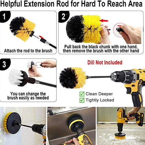 16 Piece Drill Brush Attachments Set Scrub Pads Sponge Power Scrubber Brush kits - Picture 11 of 12