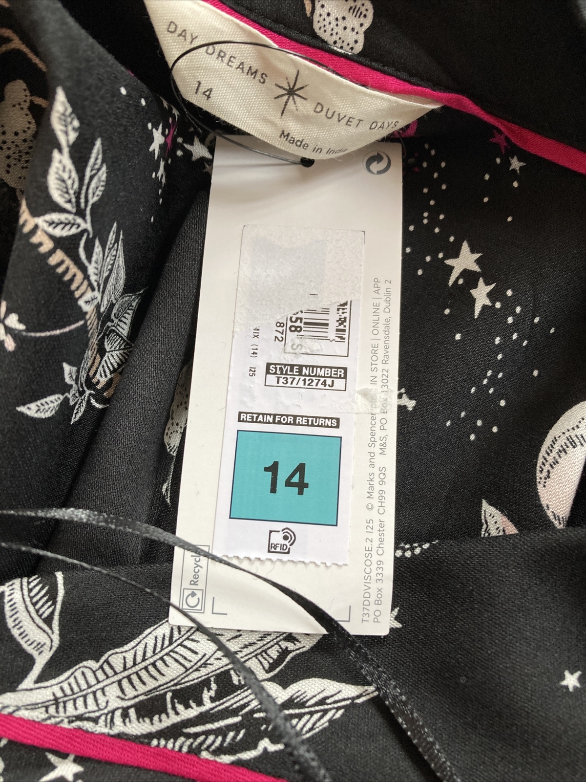 Marks and Spencer Ladies Duvet Days Black Mix Pyjamas Soft Comfortable