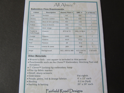 Fairfield Road Designs #1312 ALL ABUZZ beehive Punchneedle pattern - Picture 5 of 5