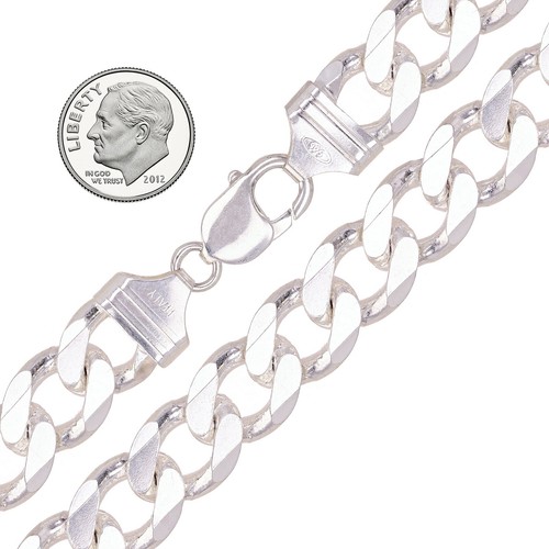 925 Sterling Silver Solid Cuban Link Chain Necklace 13mm 20" 134grams - Foto 2 di 3