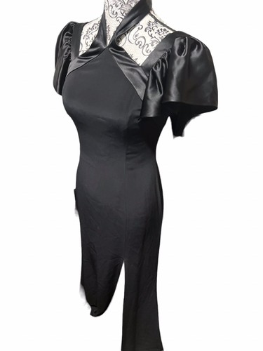 Jill Stuart Maxi Gown In Black Women’s Size 4 With Ruffle Sleeves Slit Front - Picture 8 of 9