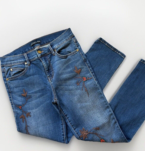 Level 99 Embroidered Butterfly Skinny Jeans Size 29 Retro Y2K Stretch Dark Wash