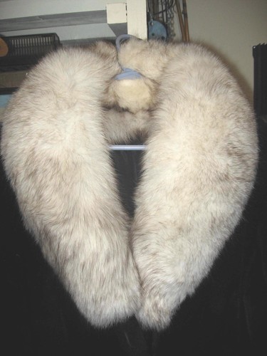 Exquisite Woman's Mouton? Fur w/ Fox Trim Long Coat Size 14 - Very Fine! - Picture 3 of 11