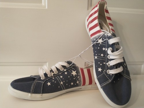 SuperGA Lace Up Flag / Patriotic Canvas Low Sneakers sz Mens 6.5 / Womens 8 - Picture 2 of 11