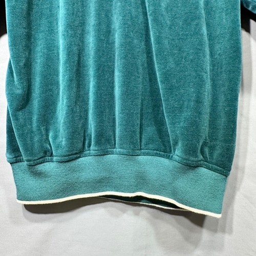 Hartag Velour Pullover Retro Plüsch V-Ausschnitt grün Vintage 60er weißer Besatz - Bild 3 von 9