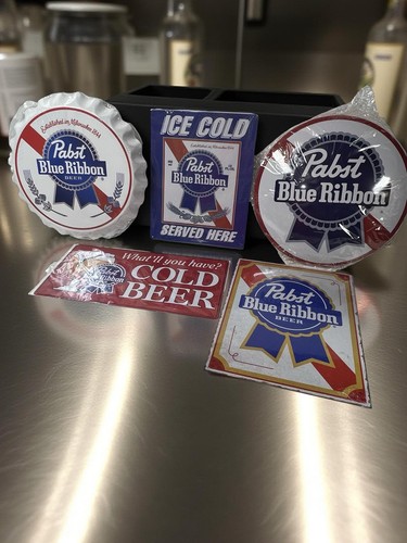 Pabst Blue Ribbon 5 Peace Classic Metal Wall Art Collection Garage, Office,Dorm￼ - Picture 1 of 8