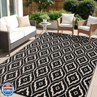 OLANLY Outdoor Rug 8x10 ft Waterproof, Outdoor Plastic Straw Rug with Geometr