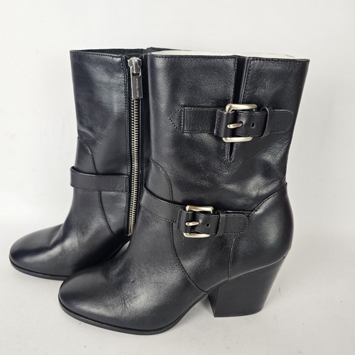 Michael Kors Damen Rue Leder Stiefel Schwarz Größe 7 Reißverschluss mit Schnallen - Bild 2 von 11