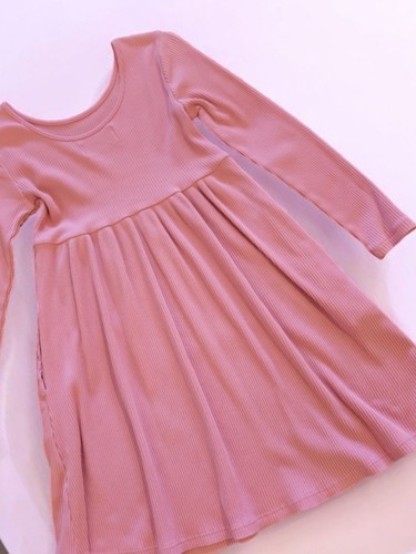 Mädchen Langarm gerippt Baumwolle Kleider Größe 8 (M) rosa und schwarz Old Navy Neu ohne Etikett - Bild 4 von 9