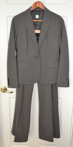 J. Crew Gray Wool Blend Bi stretch Favorite Fit 2 piece Pant suit set 8/10