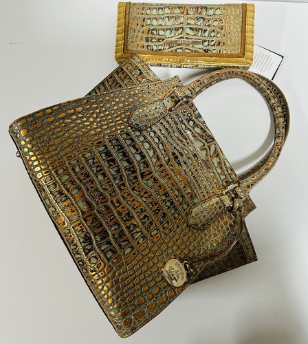 BRAHMIN NEU MIT ETIKETT HELLBLAU TIETE MINI PRISCILLA & ADY GELDBÖRSE ~ ECHTES LEDER - Bild 11 von 12