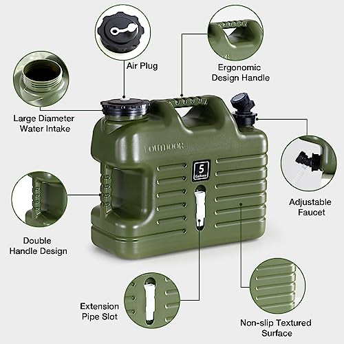 5 Gallon Water Jug, Camping Water Container BPA Free Water Storage with Spigot - Picture 4 of 8