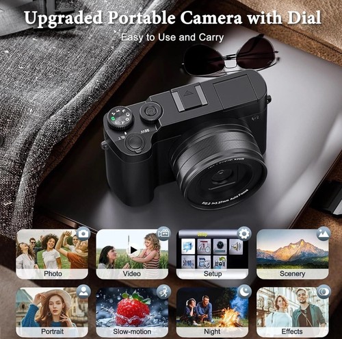 Cámara digital doble 4K -64 MP- Zoom 16X-2,8” IPS + Tarjeta SD 32 GB-Enfoque automático-Flash - Imagen 3 de 24