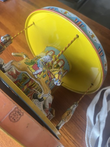 J CHEIN PLAYLAND MERRY GO ROUND TIN WIND UP TOY 1955 - Picture 18 of 20