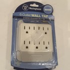 6-Outlet Grounded Wall Tap Westinghouse Indoor White Power Adapter NIP