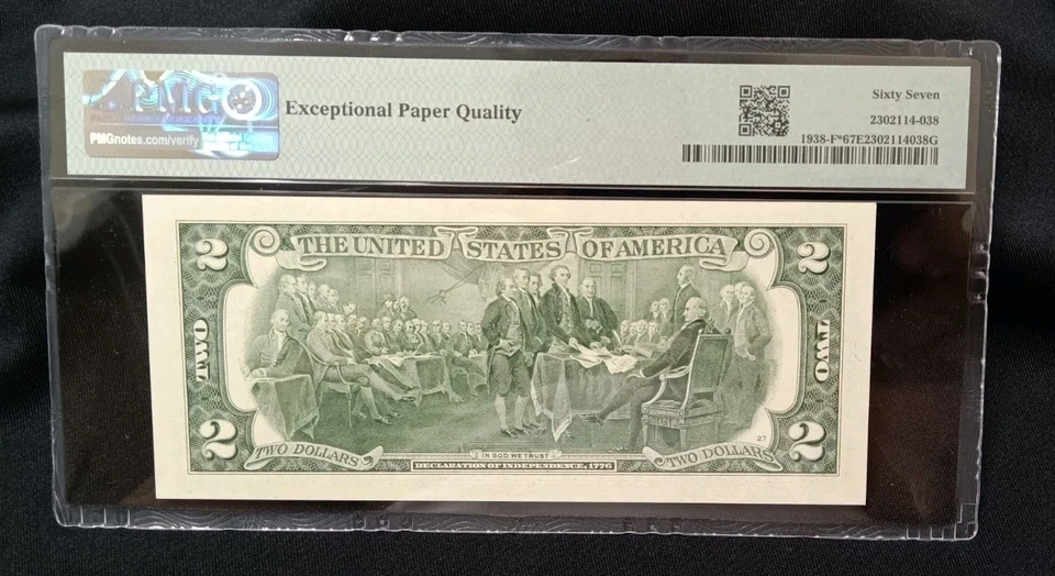 2003 A 2 Dollar Bill Star Note-PMG 67 KEY-DATE 320K printed) Free shipping - Image 2 of 2