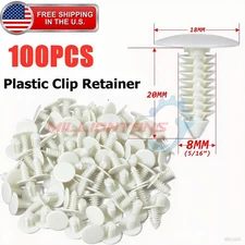 100pcs 8mm Bumper Clips Auto Car Hole Fastener Fender Push Plastic Rivets white