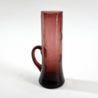 Vintage Etched Purple Art Glass Bud Vase with Handle