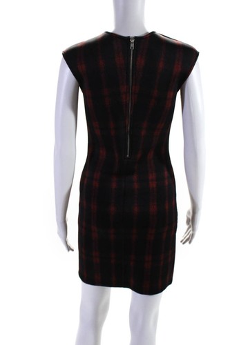 Torn by Ronny Kobo Womens Plaid Cap Sleep Bodycon Mini Dress Red Black Size S - Picture 3 of 7