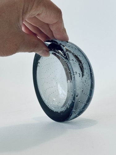 Whitefriars #9099 Arctic Blue Glass Controlled Bubble 4" Bowl - Picture 12 of 17